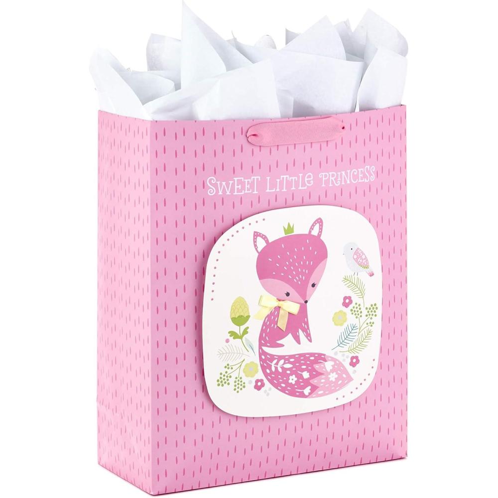 imageHallmark 15quot Extra Large Gift Bag with Tissue Paper Pink Polka Dots and Bow for Birthdays Easter Baby Showers Bridal Showers Any OccasionSweet Little Princess