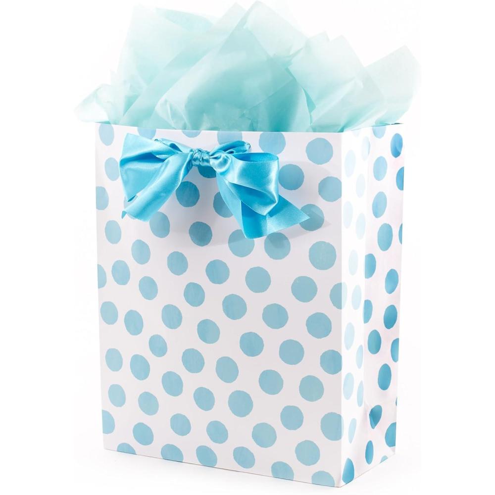 imageHallmark 15quot Extra Large Gift Bag with Tissue Paper Sweet Little Prince Lion for Baby Showers Kids Birthdays and MorePolka Dot