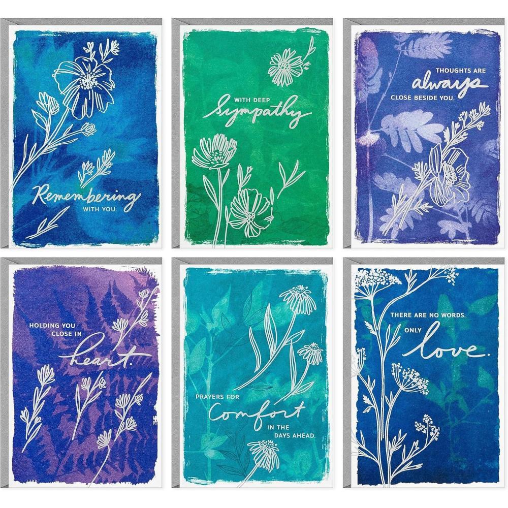 imageHallmark Assorted Sympathy Cards 36 Cards with Envelopes Blue and Green Flower Assortment
