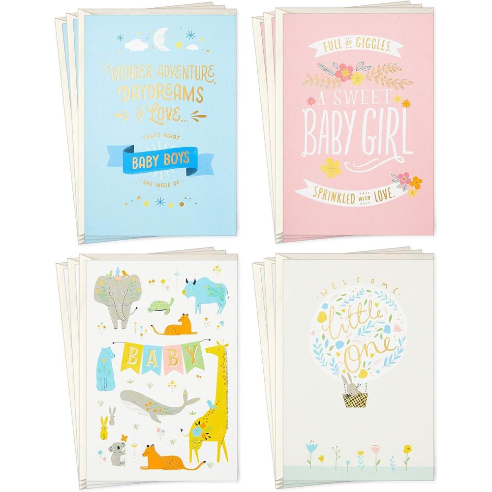 imageHallmark Baby Shower Cards for New Parents 12 Cards with Envelopes Welcome New Baby Congratulations Gender Reveal