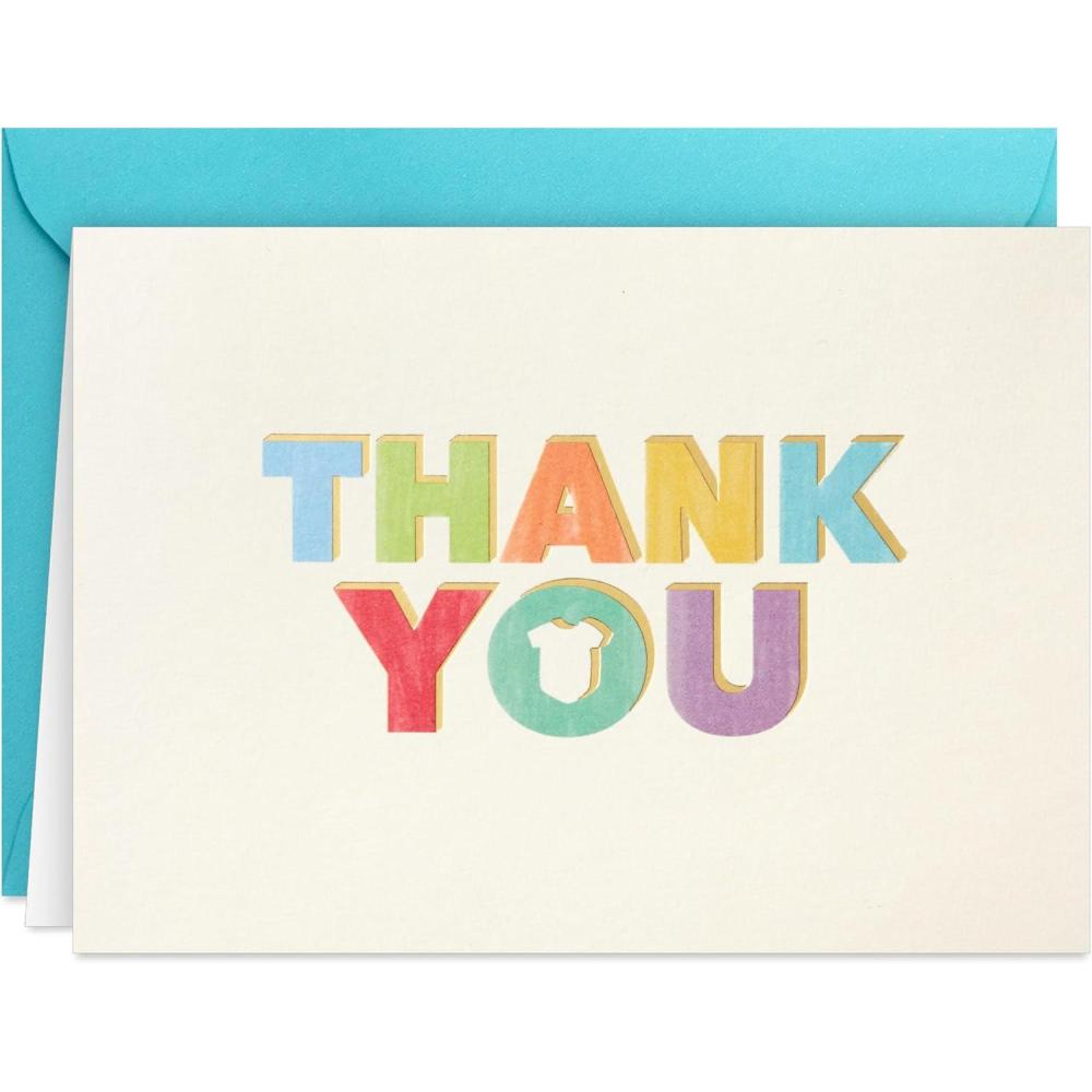 imageHallmark Baby Shower Thank You Notes 40 Blank Cards with Envelopes Gender Neutral Rainbow Onesie