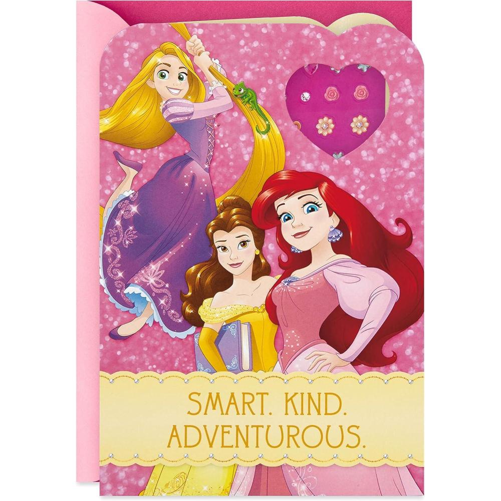 imageHallmark Birthday Greeting Card for Kids Disney Princess Earring Stickers