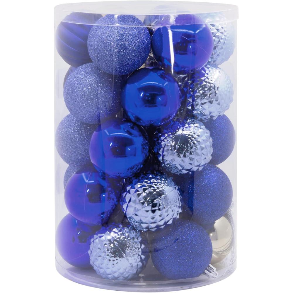 imageHallmark Blue Silver Christmas Balls Christmas Ornaments Set of 30Blue  Silver  White