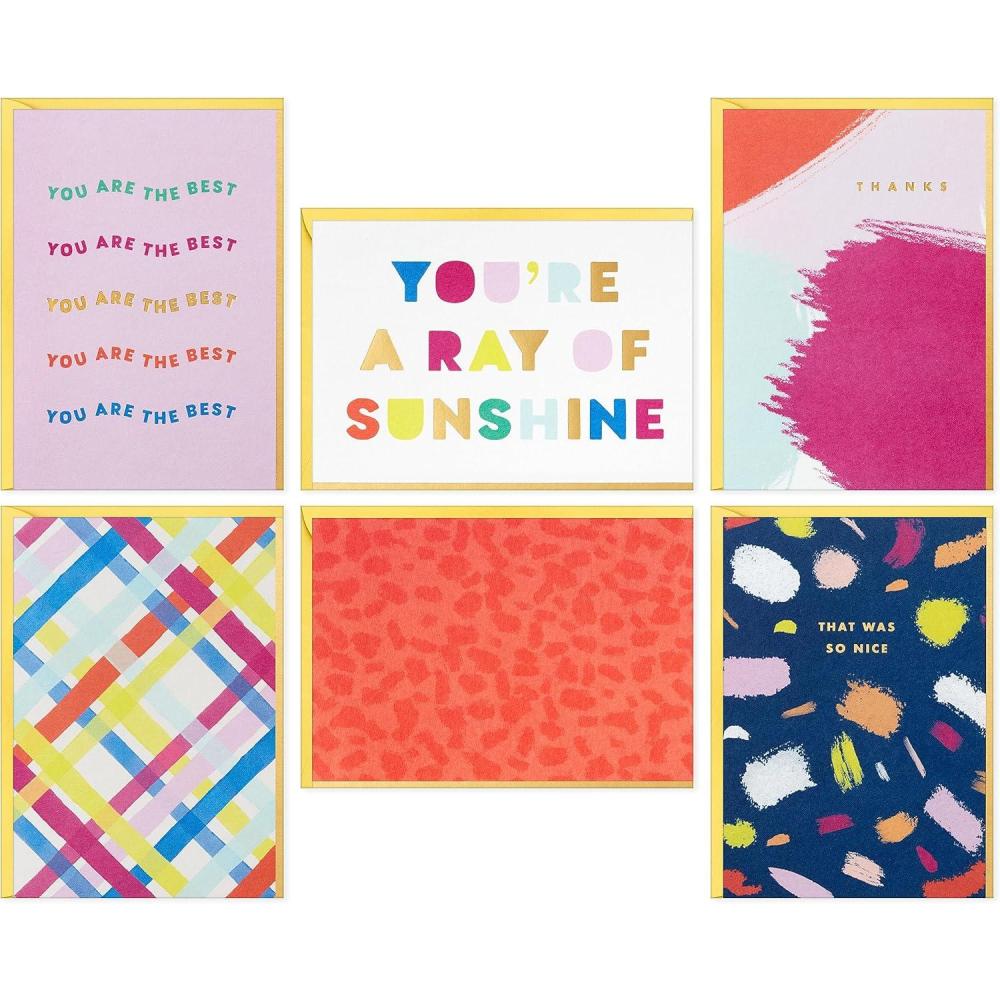 imageHallmark Bright and Bold Card Assortment 24 Blank Cards with Envelopes Pink Orange Blue Gold