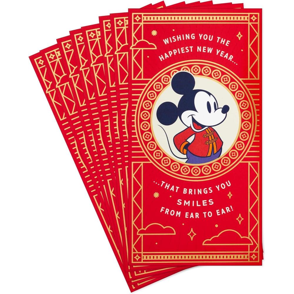 imageHallmark Disney Chinese New Year Cards 2026 8 Lunar New Year Lucky Money Envelopes for Kids Mickey Mouse Lai See Year of the HorseMickey Mouse