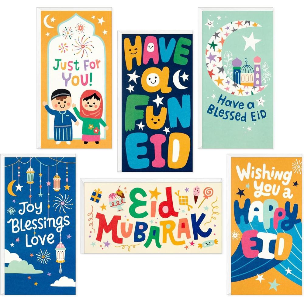 imageHallmark Eid Mubarak Envelopes and Cards Assortment for Kids 36 Eid Money Cards with Envelopes for Eid AlFitr or Eid AlAdha Golden Thread36 Eid Money Cards with Envelopes for Kids