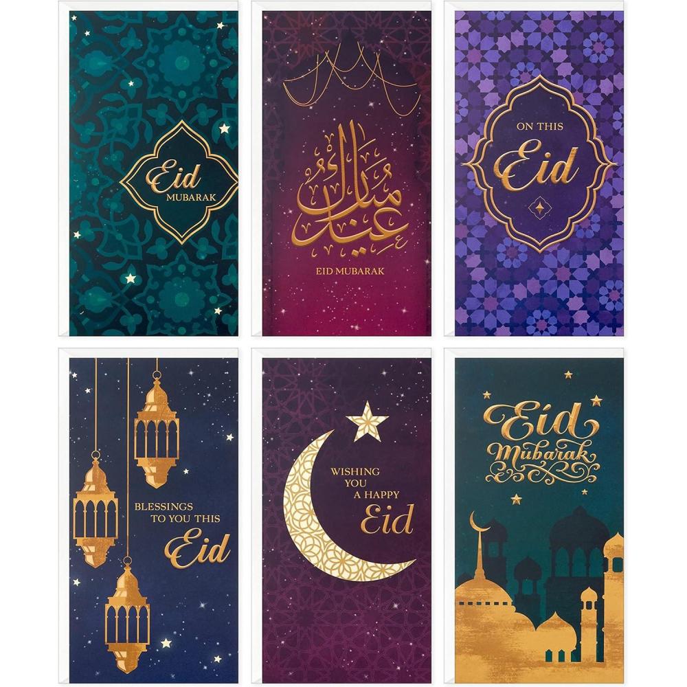 imageHallmark Eid Mubarak Envelopes and Cards Assortment for Kids 36 Eid Money Cards with Envelopes for Eid AlFitr or Eid AlAdha Golden Thread36 Eid Money Cards with Envelopes