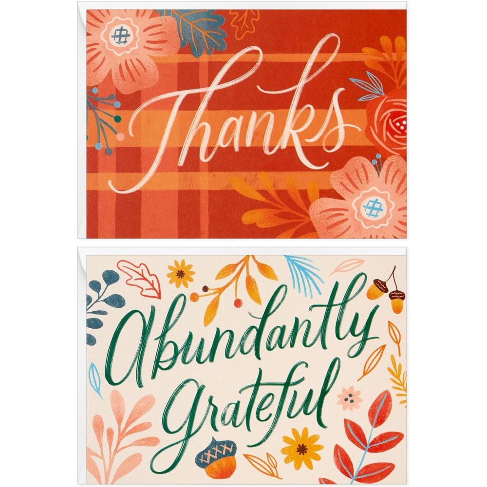 imageHallmark Fall Floral Thank You Note Card Assortment 50 Cards with Envelopes for Weddings Teachers Clergy Bosses Thanksgiving