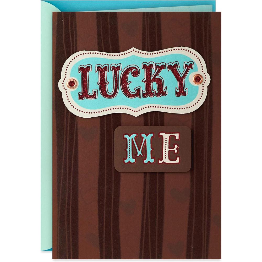 imageHallmark Fathers Day Card or Love Card for Him Lucky Me to Have You Anniversary CardLucky Me to Have You