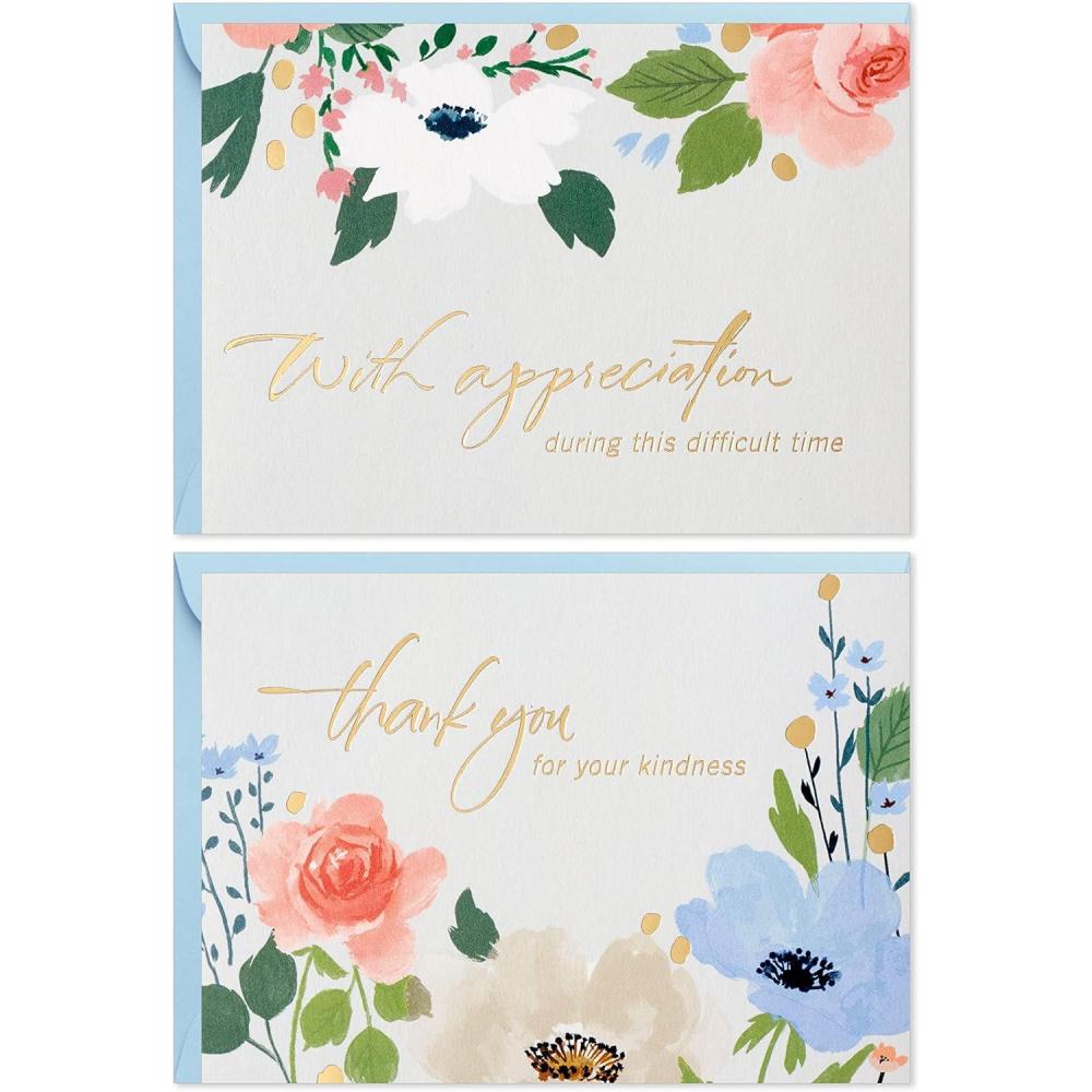 imageHallmark Funeral Thank You Cards Assortment Gold Foil Flowers 50 Thank You for Your Sympathy Cards with Envelopes