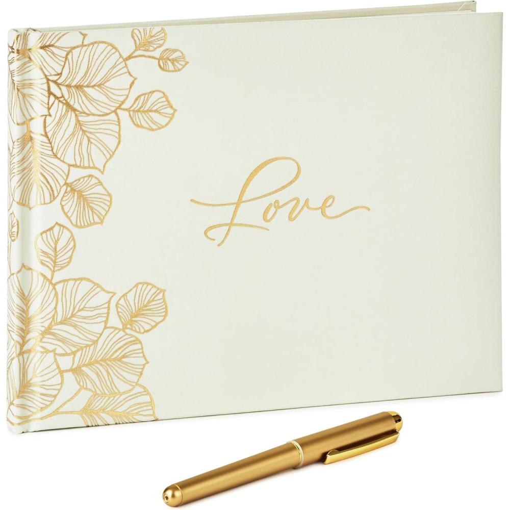 imageHallmark Ivory and Gold Guest Book for Weddings Graduations Birthdays Retirement Party Vacation HomeIvory
