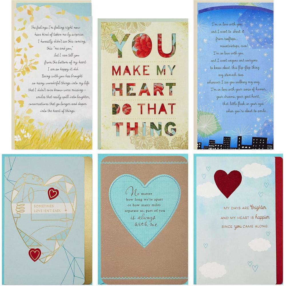 imageHallmark Love Card Assortment New RelationshipMiss YouTime ApartJust Because 6 Cards with EnvelopesMulticolorAssorted