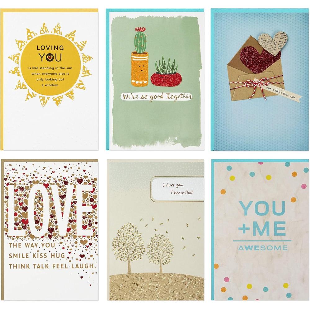 imageHallmark Love Card Assortment New RelationshipMiss YouTime ApartJust Because 6 Cards with EnvelopesShort  Sweet  6 Cards