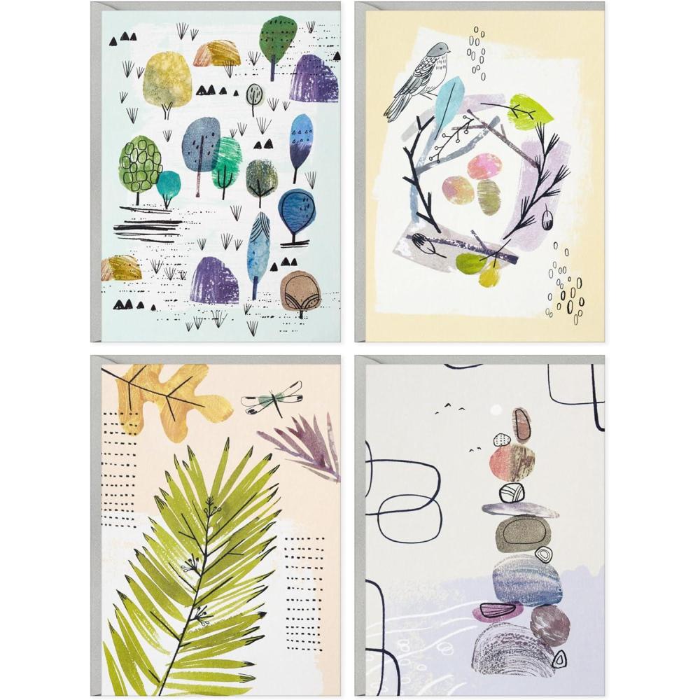 imageHallmark Nature Note Card Assortment 48 Blank Cards with Envelopes Artistic Trees Leaves Birds Rocks