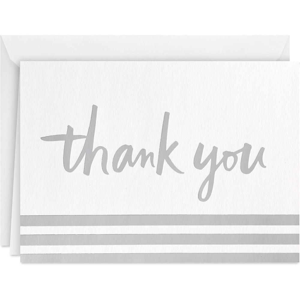 imageHallmark Pack of Thank You Cards Silver Foil 20 Thank You Notes with Envelopes