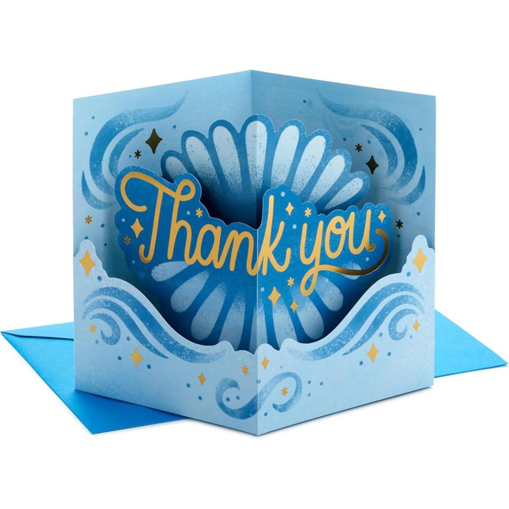 imageHallmark Paper Wonder Pop Up Thank You Card Blue and Gold for Graduation Nurses Day Admin Professional Day Teacher Appreciation and More