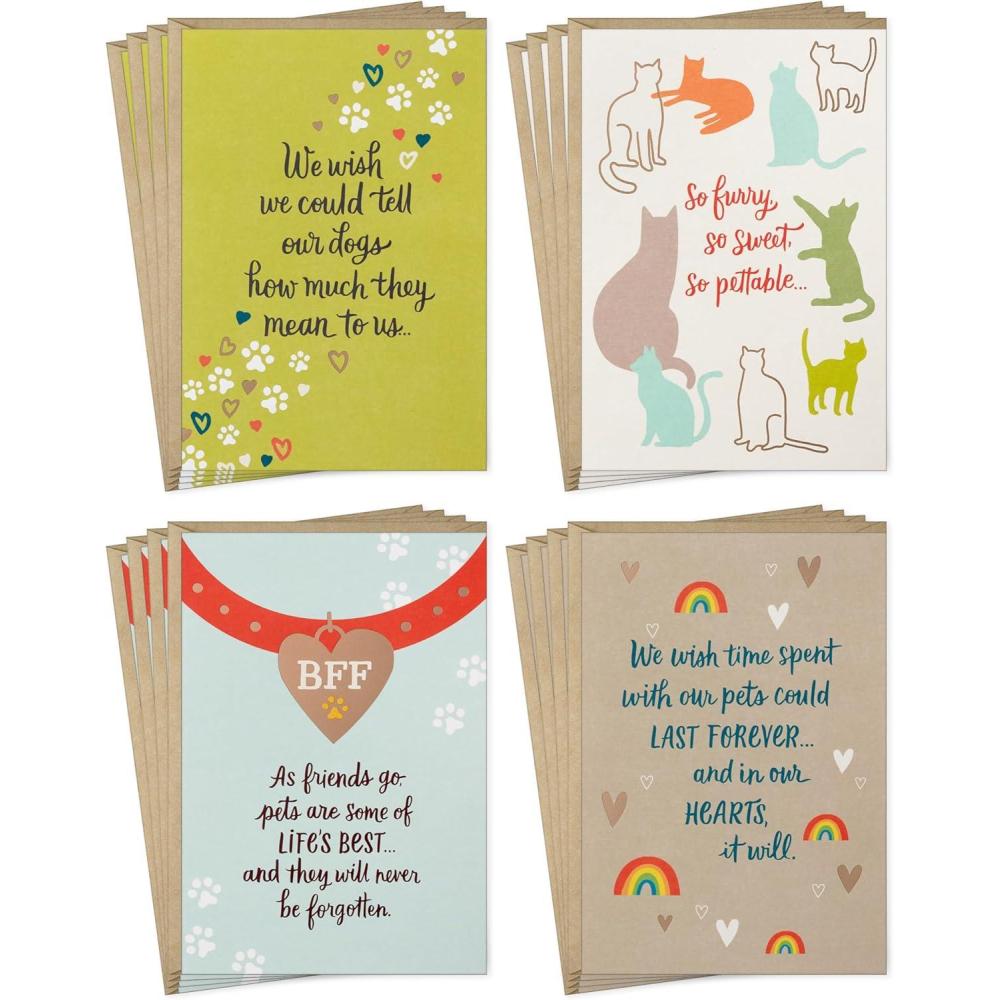 imageHallmark Pet Sympathy Card Assortment 16 Cards with Envelopes 4 Designs Dogs Cats Fur Babies