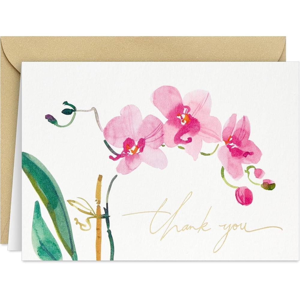 imageHallmark Pink Orchid Thank You Notes 20 Blank Cards with Envelopes for Bridal Shower Baby Shower Wedding Birthday