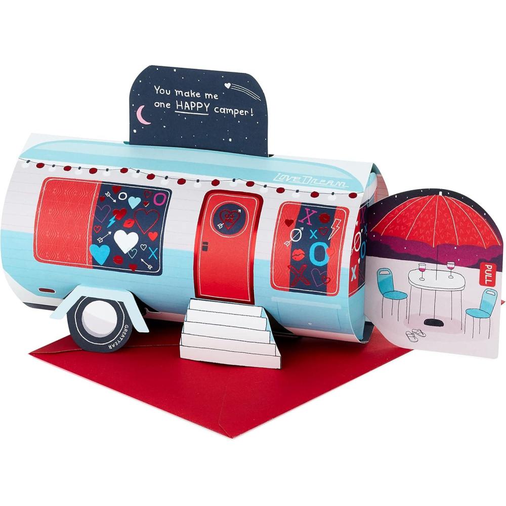 imageHallmark Pop Up Card for Husband Wife Boyfriend Girlfriend Retro RV Camper for Anniversary Romantic Birthday Love Valentines DayPop Up  Happy Camper