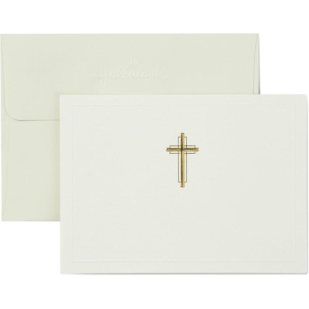 imageHallmark Religious Blank Cards Gold Cross 20 Cards with Envelopes