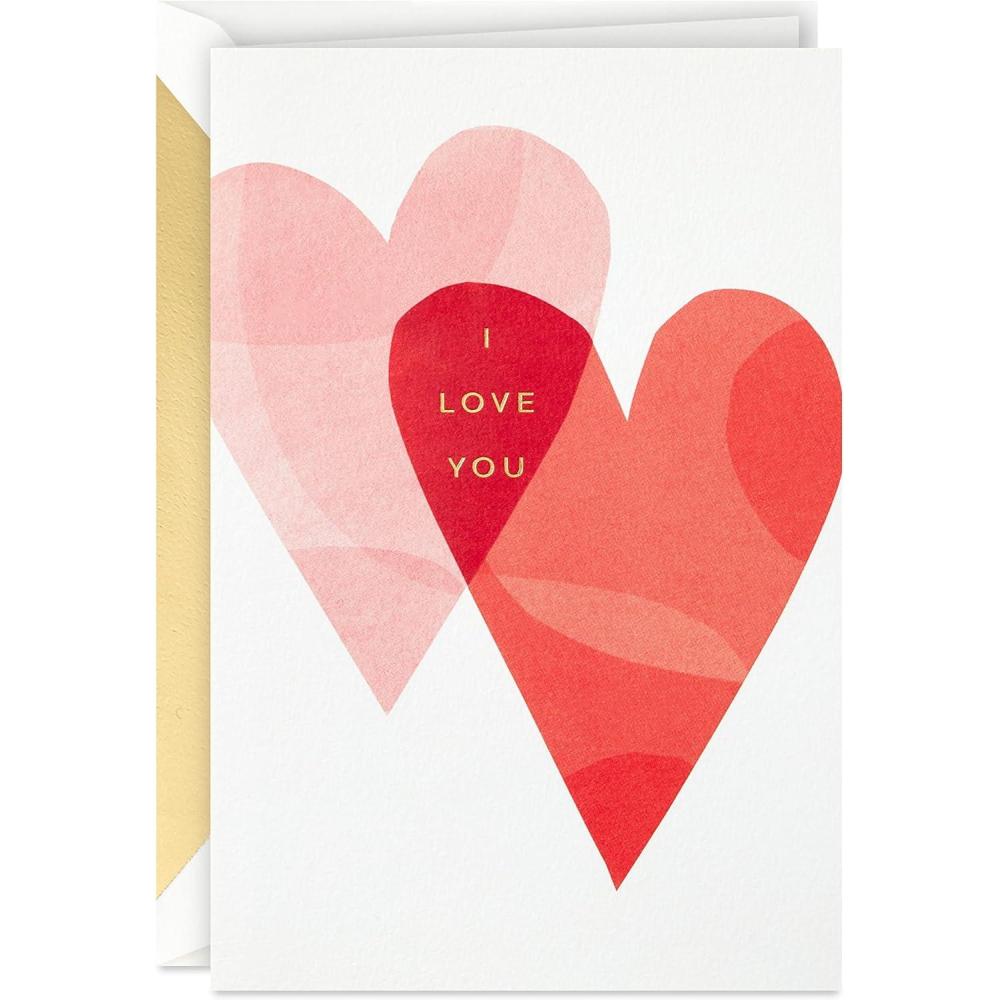 imageHallmark Signature Anniversary Card Overlapping Hearts for Romantic Birthday Love Valentines Day for Husband Wife Boyfriend GirlfriendOverlapping Hearts  I Love You