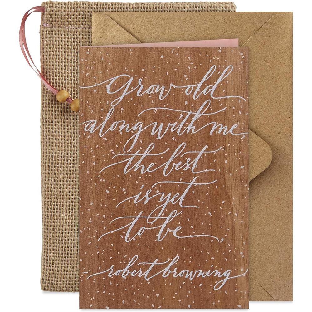 imageHallmark Signature Wood Wedding Card Bridal Shower Card Engagement Card The Best is Yet to BeBrown