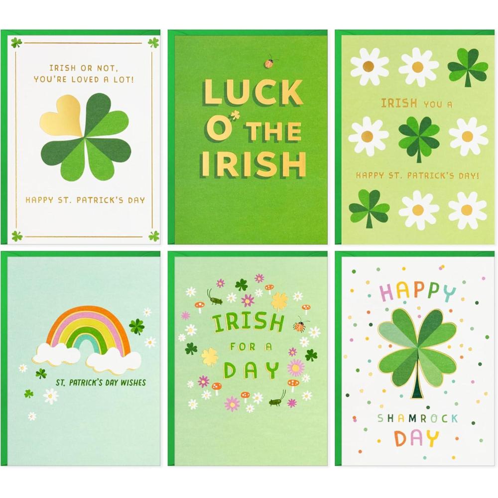 imageHallmark St Patricks Day Card Assortment 24 Blank Cards with Envelopes for Kids Teens FriendsSt Patricks Day Wishes Card Assortment