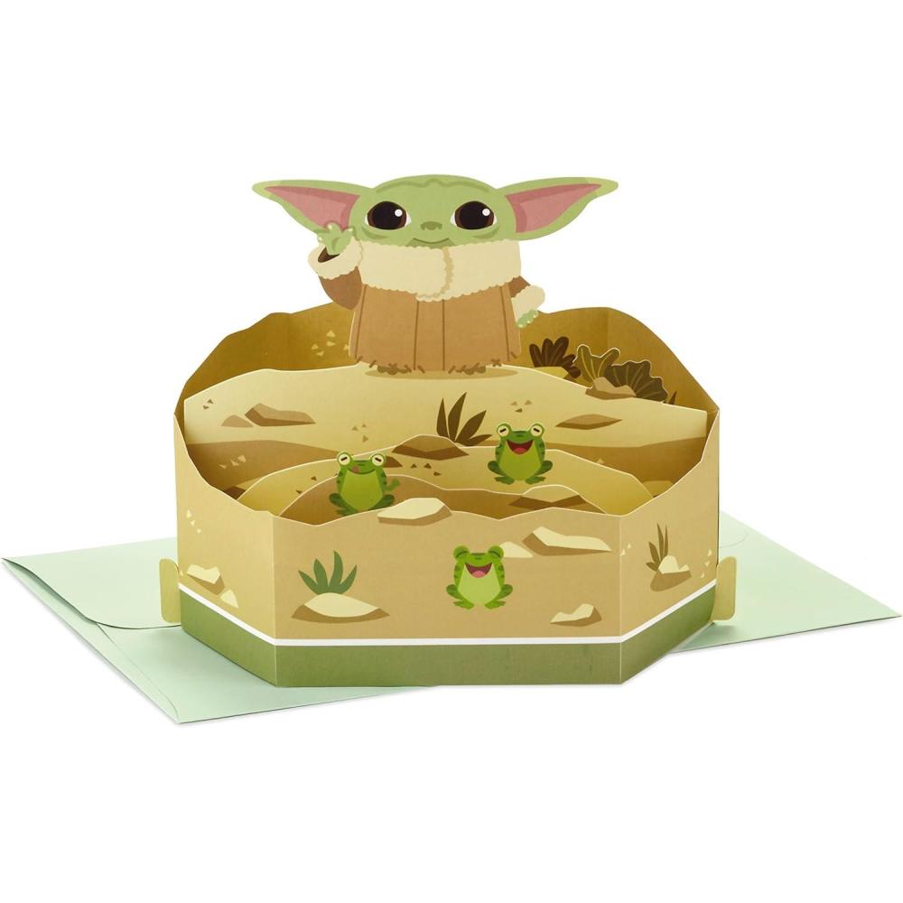 imageHallmark Star Wars Pop Up Birthday Card Baby Yoda May the 4th Paper Wonder 3D Card