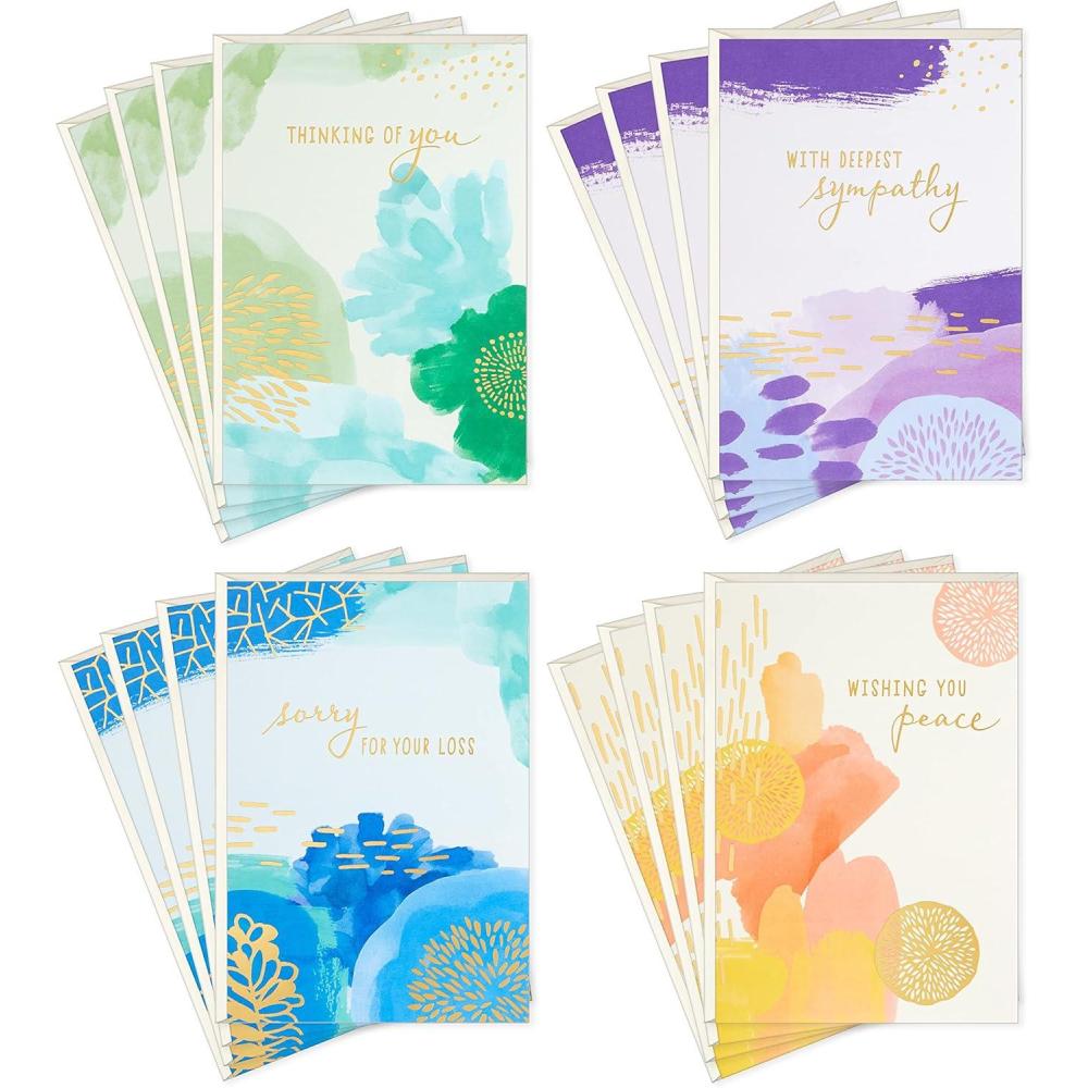 imageHallmark Sympathy Cards Assortment Abstract Watercolor 16 Assorted Thinking of You Cards with Envelopes