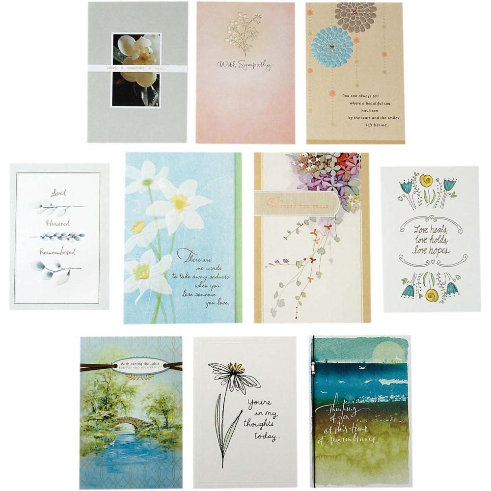 imageHallmark Sympathy Cards Assortment Pack 10 Condolence Cards with Envelopes