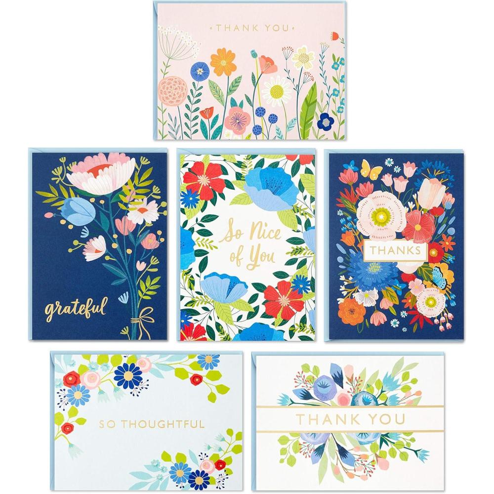 imageHallmark Thank You Cards Assortment Folk Art Flowers 36 Thank You Notes with EnvelopesFolk Flowers