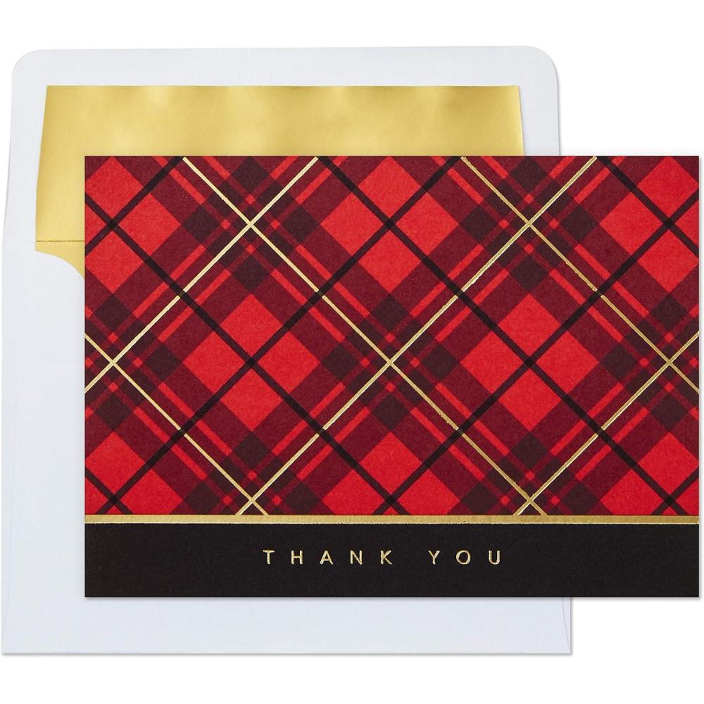imageHallmark Thank You Cards Classic Plaid 10 Cards with EnvelopesClassic Plaid