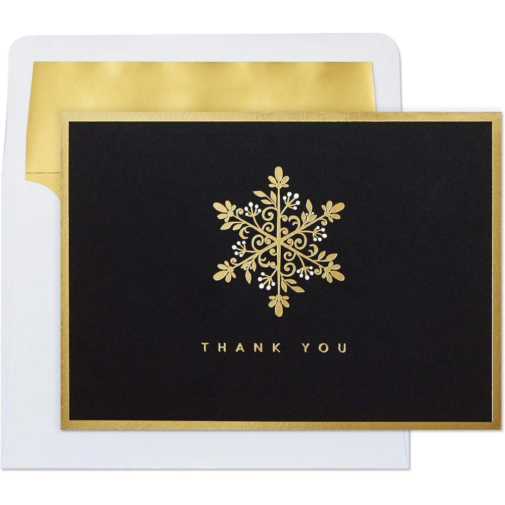 imageHallmark Thank You Cards Classic Plaid 10 Cards with EnvelopesGold Snowflake