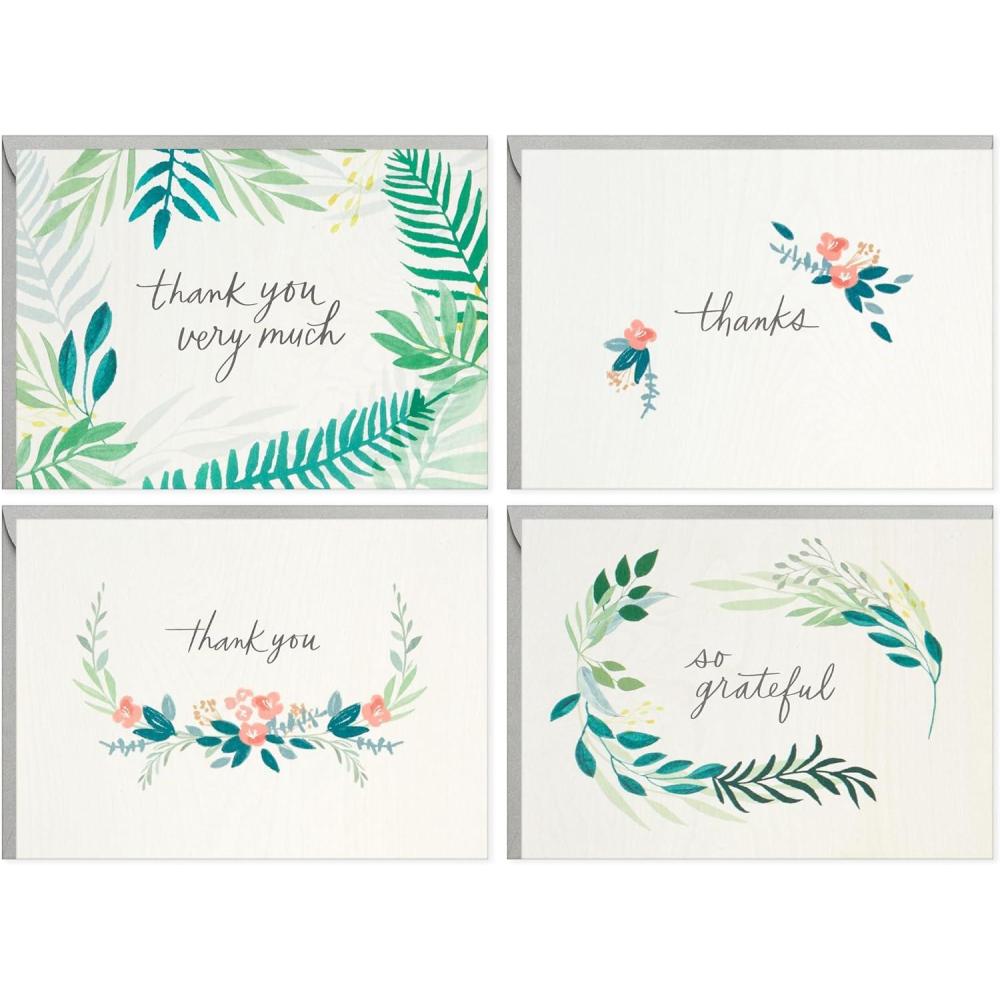 imageHallmark Thank You Cards with Envelopes for Weddings Bridal Showers Baby Showers Graduations 48 Assorted Blank Cards with Envelopes Simple Florals and Greenery Note Cards