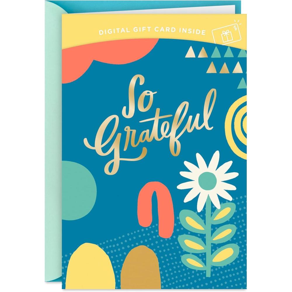 imageHallmark Thank You Gift Card Greeting Card So Grateful Add a Digital Gift Card for Teachers Coworkers NursesThank You
