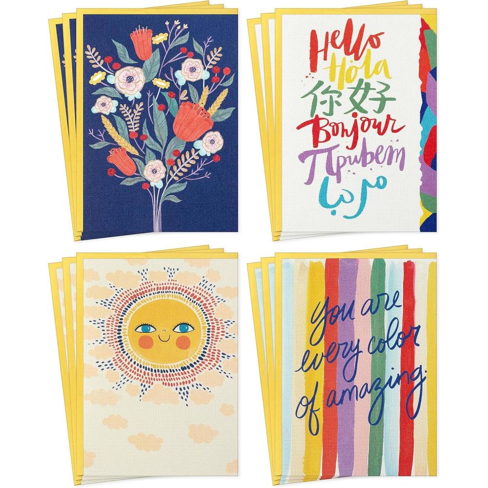 imageHallmark UNICEF AllOccasion Card Assortment 12 Blank Cards with Envelopes Sun Flower Stripes