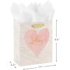 Hallmark 15″ Extra Large Gift Bag with Tissue Paper (“Two Hearts, One Love” Black and Gold) for Weddings, Anniversaries, Engagements, Valentine’s Day(Love)