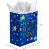 Hallmark 17″ Extra Large Birthday Gift Bags (3-Pack: Happy Birthday Pink, Blue, Pizza) for Kids, Grandchildren, Nieces, Nephews, Boys, Girls, Classmates(Blue  Pizza  Pink)