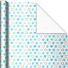 Hallmark Tree of Life Hanukkah Wrapping Paper with Cutlines on Reverse (3 Rolls: 120 Sq. Ft. Total) Blue and Gold Star of David, Menorahs, Candles, Dreidels(Set of 3 Rolls  120 Sq Ft Total)
