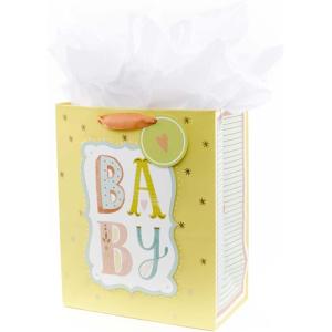 Hallmark 6″ Small Yellow Gift Bag with Tissue Paper – Hello Sunshine – For Baby Showers, Birthdays, Get Well or Any Occasion(Baby  Yellow)