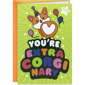 Hallmark Birthday Card for Kids (Monster Truck Sticker)(You’re Extra-Corgi-Nary)