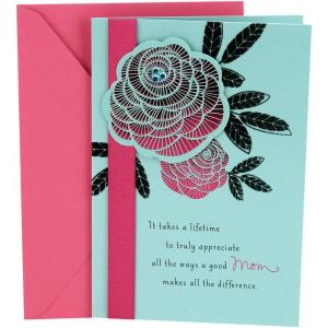 Hallmark Birthday Card for Mom, Aunt, Sister, Grandma (What Matters)(Pink and Blue Flowers)