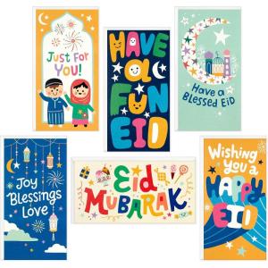 Hallmark Eid Mubarak Envelopes and Cards Assortment for Kids (36 Eid Money Cards with Envelopes) for Eid Al-Fitr or Eid Al-Adha, Golden Thread(36 Eid Money Cards with Envelopes for Kids)