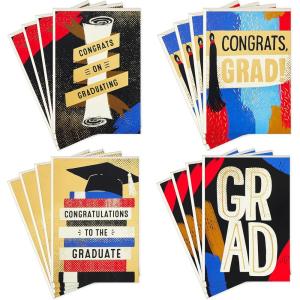 Hallmark Graduation Thank You Cards Bulk, Brush Strokes (40 Thank You Notes and Envelopes)(Black)