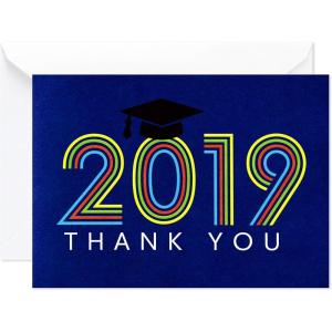 Hallmark Graduation Thank You Cards Bulk, Class of 2024, Retro Blue (40 Thank You Notes with Envelopes)(2019 – Retro Blue Thank You Notes)