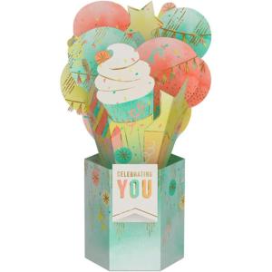 Hallmark Paper Wonder Birthday Pop Up Card (Cupcake Balloons Bouquet)(Cupcake Balloons Bouquet)