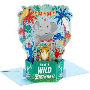 Hallmark Paper Wonder Pack of Pop Up Birthday Cards for Kids, Jungle Animals (8 3D Cards and Envelopes)
