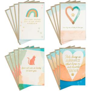 Hallmark Pet Sympathy Cards Assortment, Hearts and Rainbows (16 Cards and Envelopes)