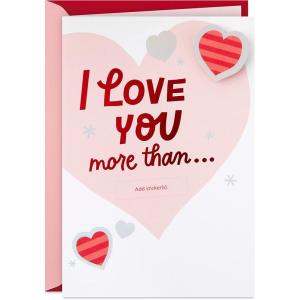Hallmark Romantic Valentine’s Day Card (You & Me) for Anniversary, Love, Romantic Birthday, Sweetest Day(I Love You More Than . . . Fill in the Blank Stickers)