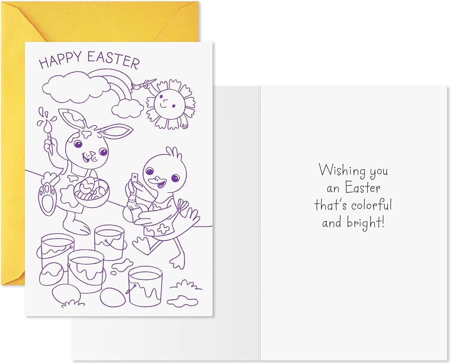 imageHallmark Easter Cards Assortment for Kids 6 Coloring Cards with Envelopes Chick Bunny Duck6 Coloring Cards with Envelopes